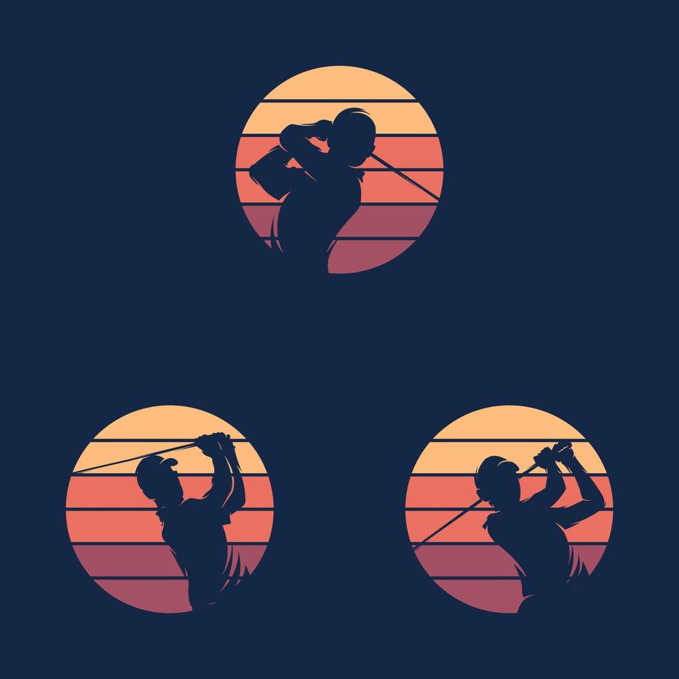 Set of Golf Sport Silhouette Logo Design Template vector