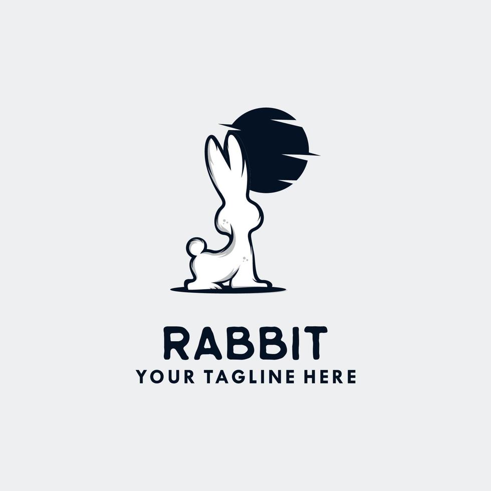 rabbit in the moon logo design vector