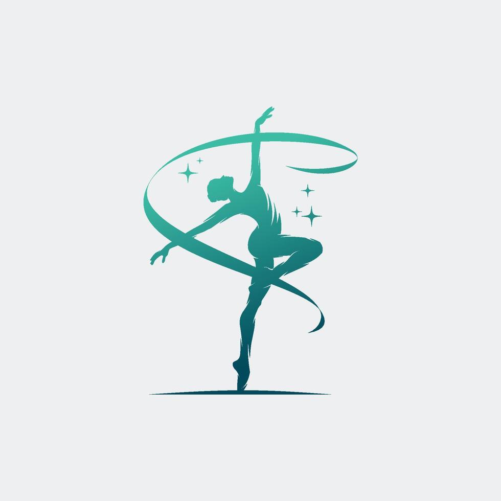 Rhythmic gymnast in professional arena logo vector
