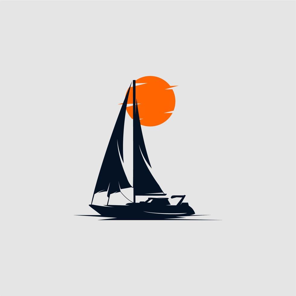 sailing ship logo design template vector