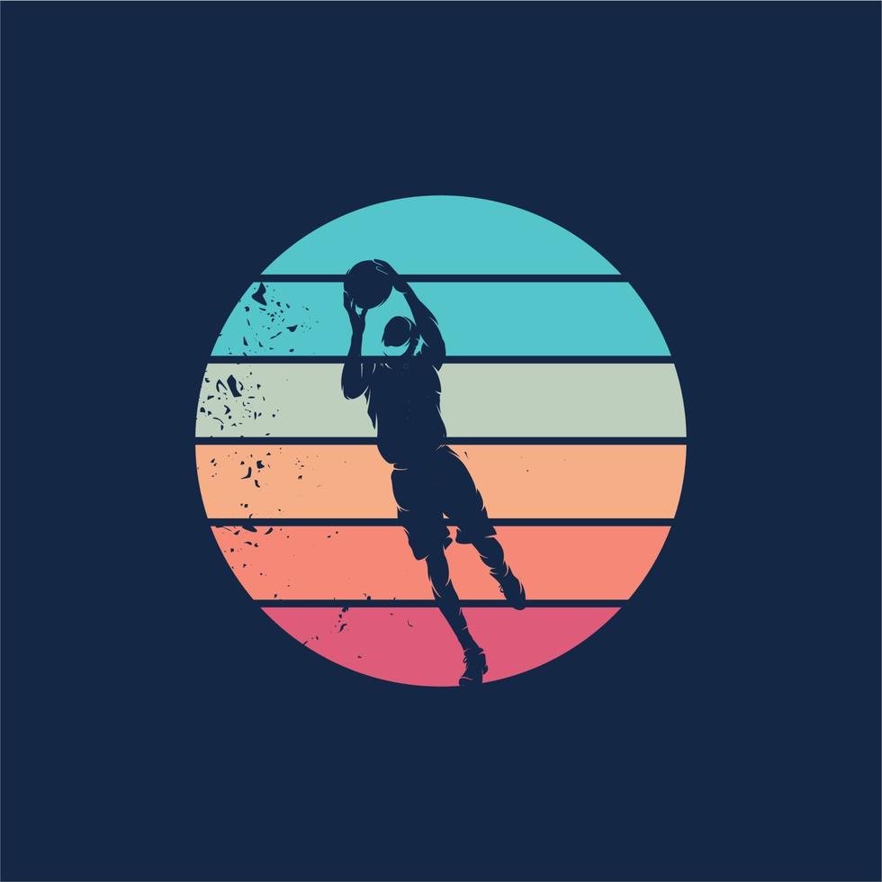 diseño de logotipo de movimiento deportivo de baloncesto vector