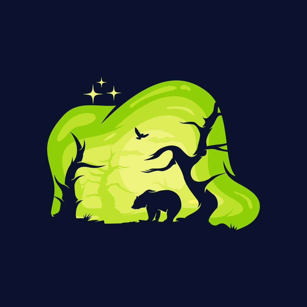 Animal logo collection design with night background vector
