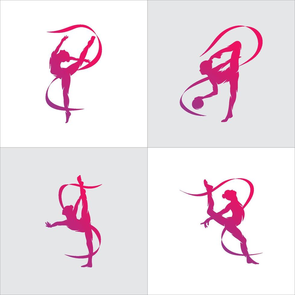 Set of gymnastic Logo design vector