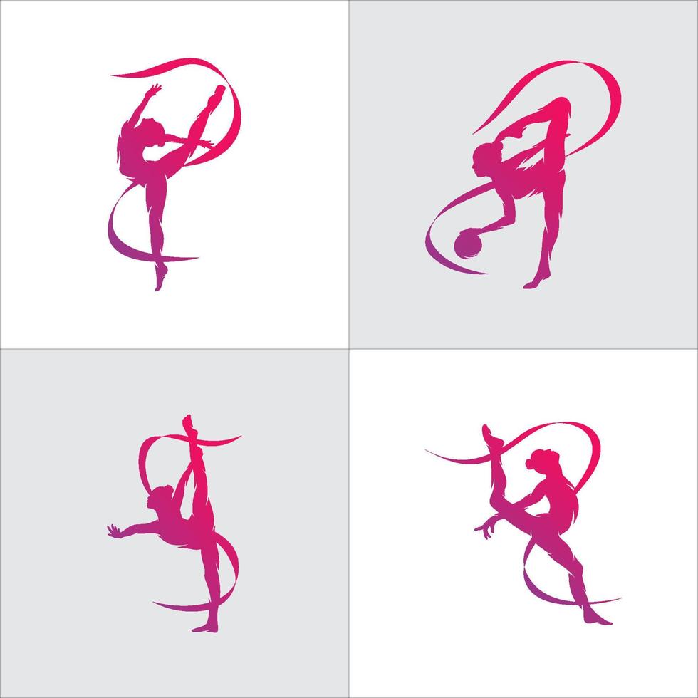 conjunto de diseño de logotipo de gimnasia vector