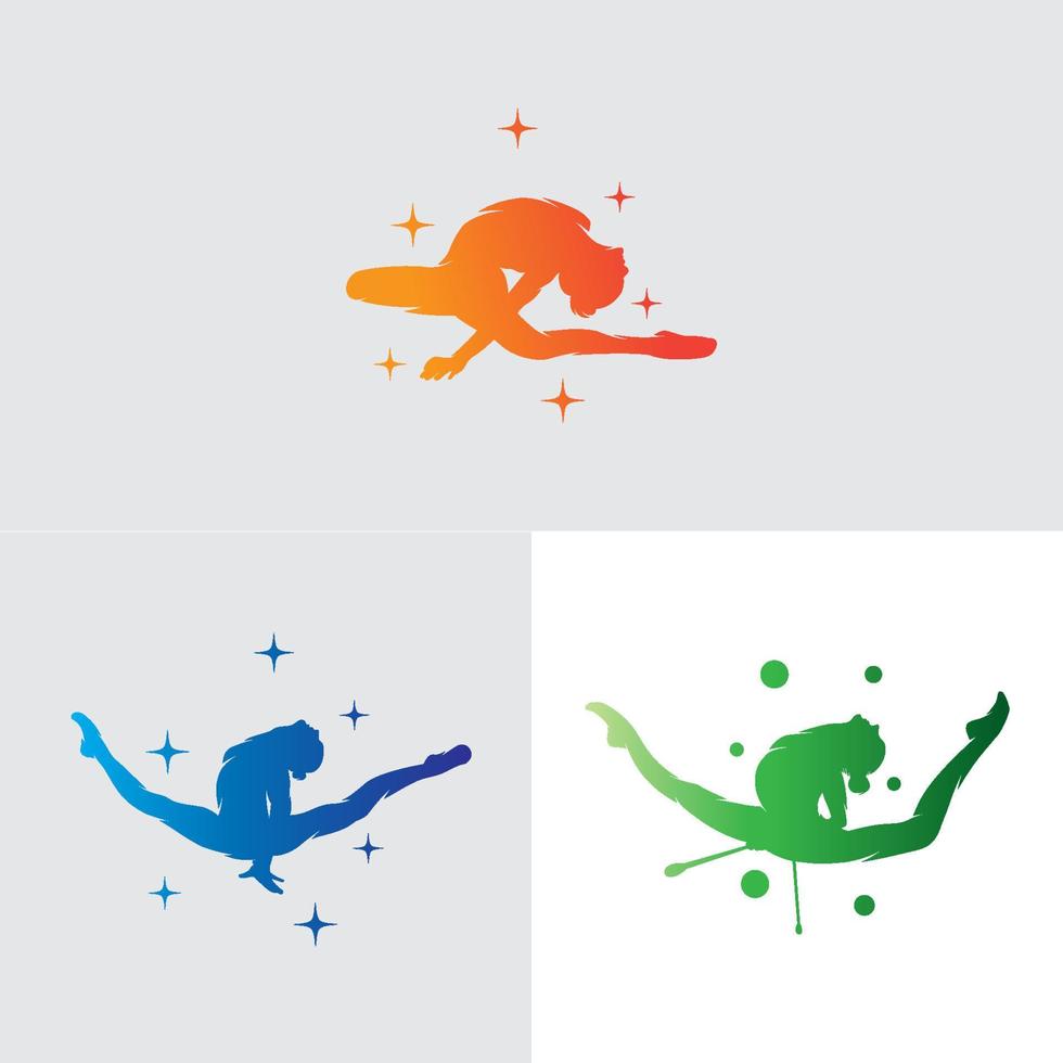 conjunto de diseño de logotipo de gimnasia vector