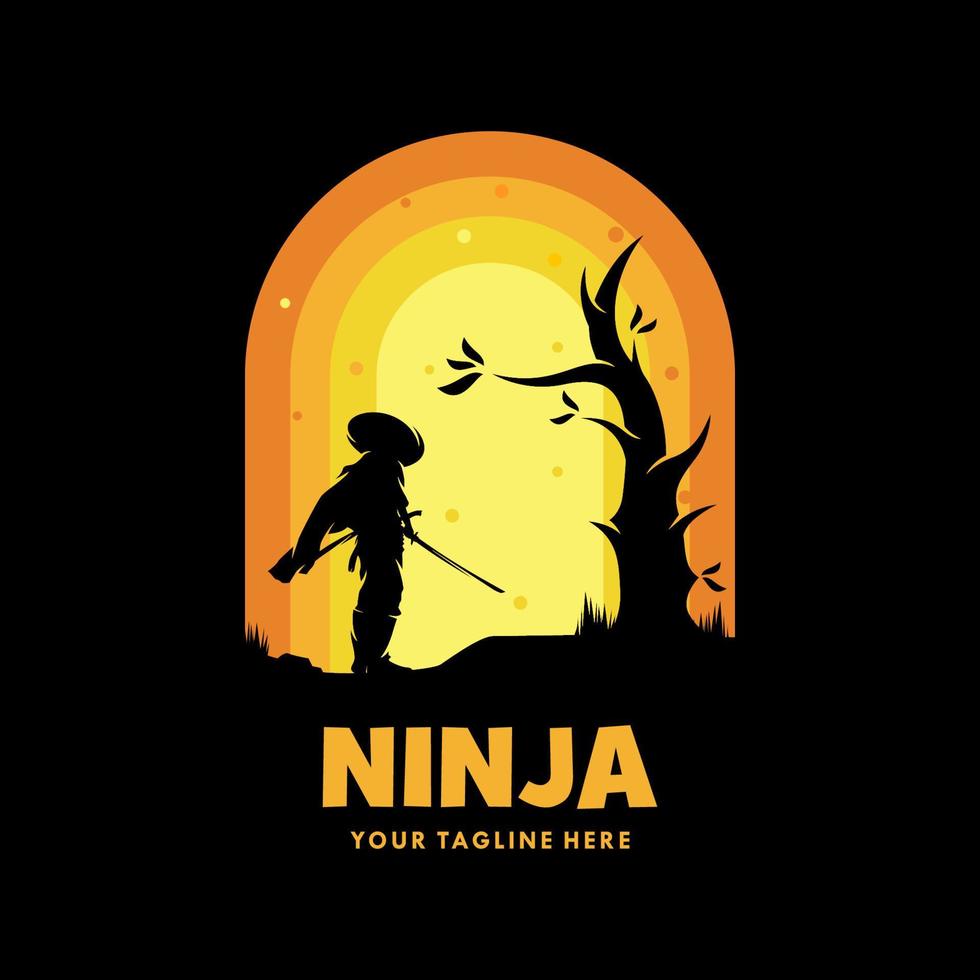 vector de logotipo de mascota de guerrero ninja