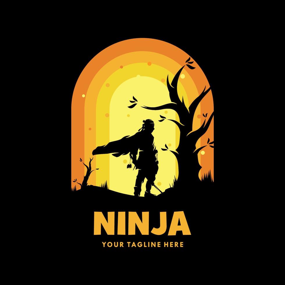 vector de logotipo de mascota de guerrero ninja