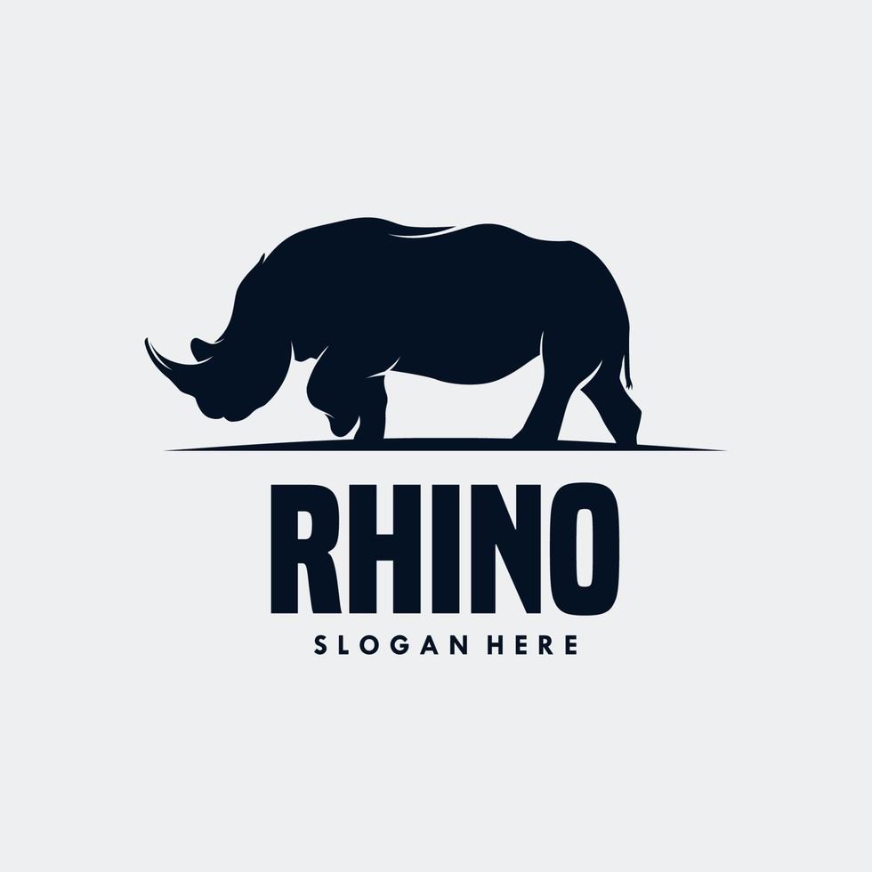 Silhouette of the rhino in the moon logo design vector