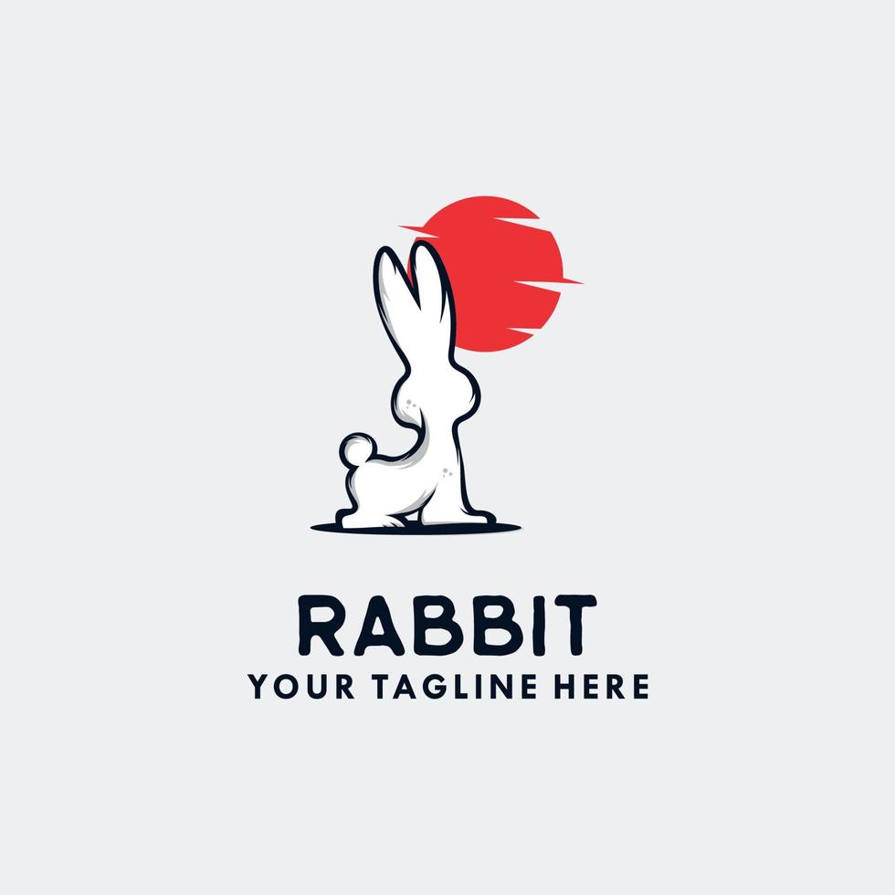 rabbit in the moon logo design vector