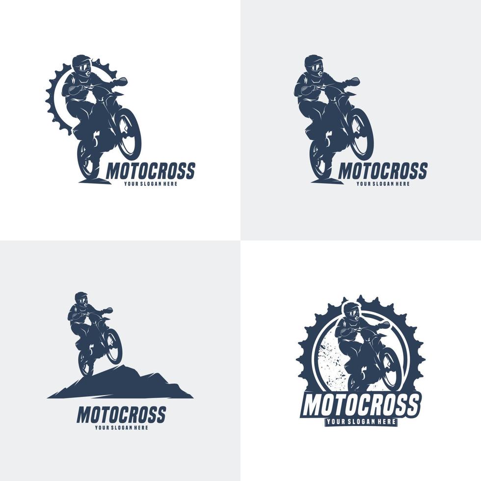 set of motocross logo design vector