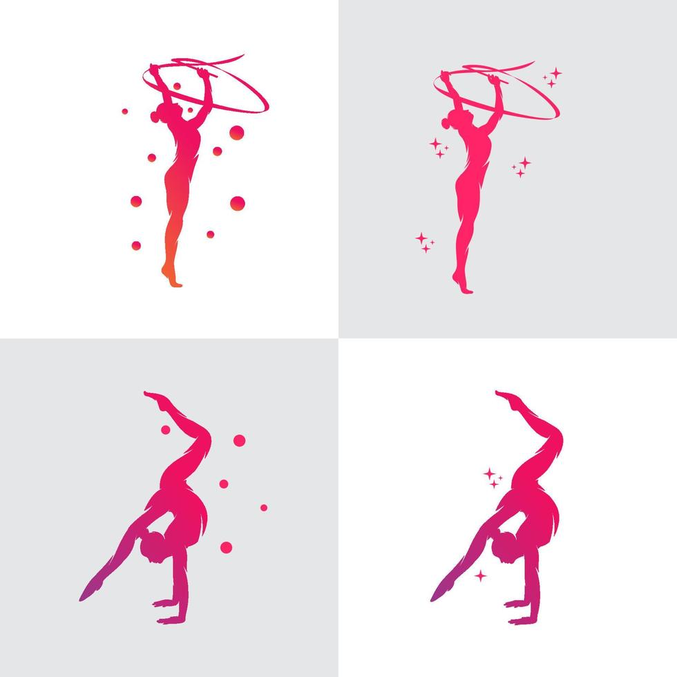 conjunto de diseño de logotipo de gimnasia vector