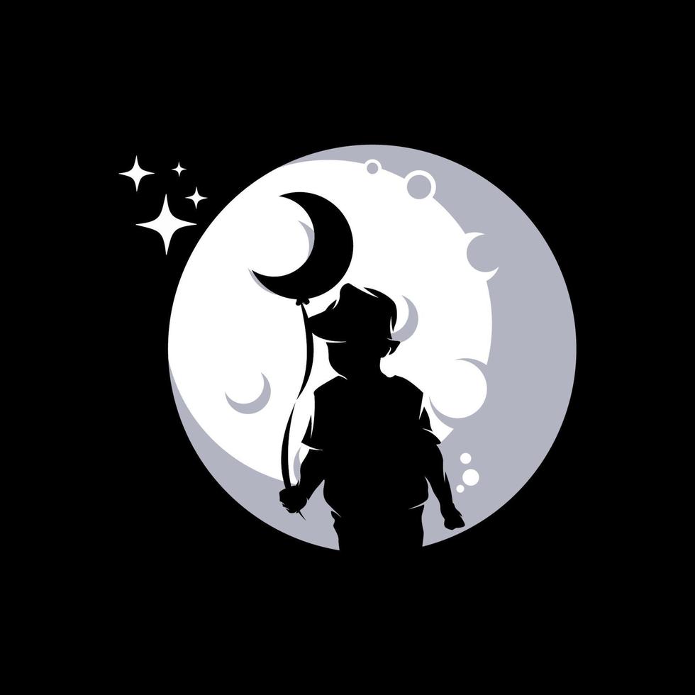 Little boy reaching stars vector