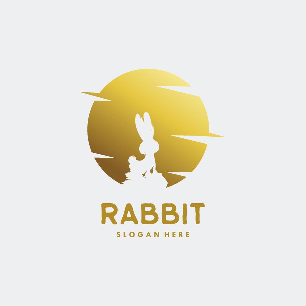 rabbit in the moon logo design vector