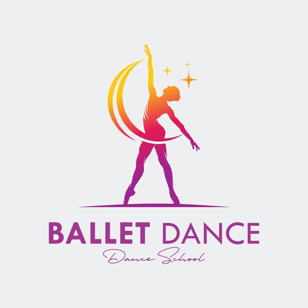 Young gymnast woman dance with ribbon logo vector