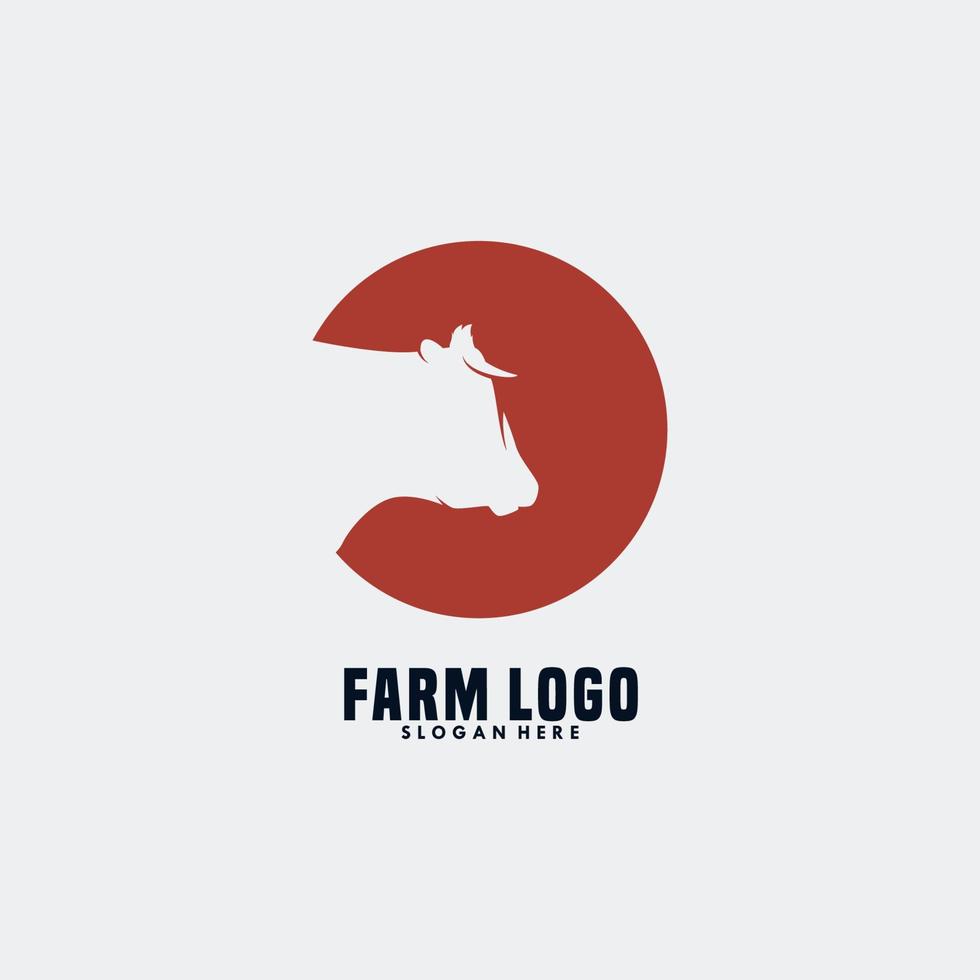 head cow silhouette logo design vector