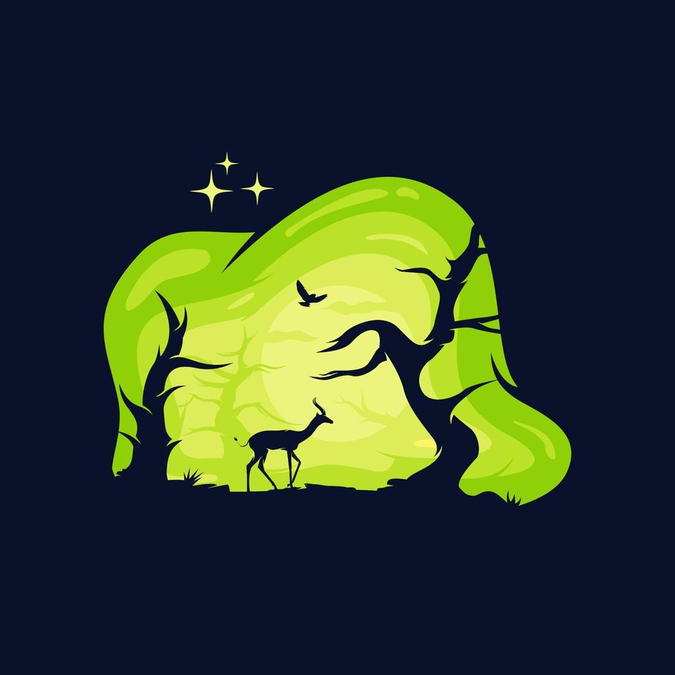 Animal logo collection design with night background vector
