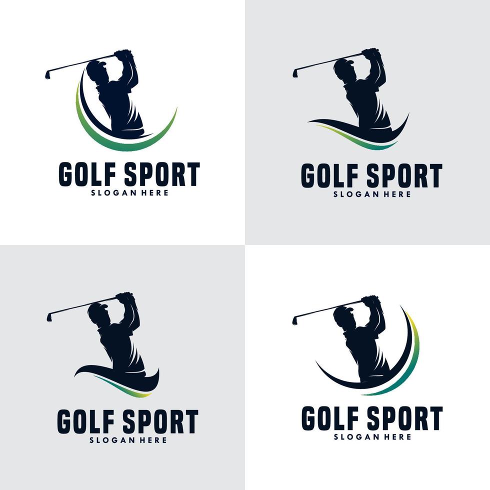 conjunto de plantilla de diseño de logotipo de silueta de deporte de golf vector