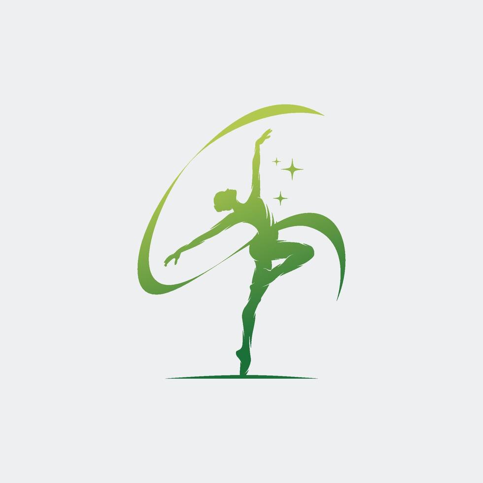 gimnasta rítmica en el logo de la arena profesional vector