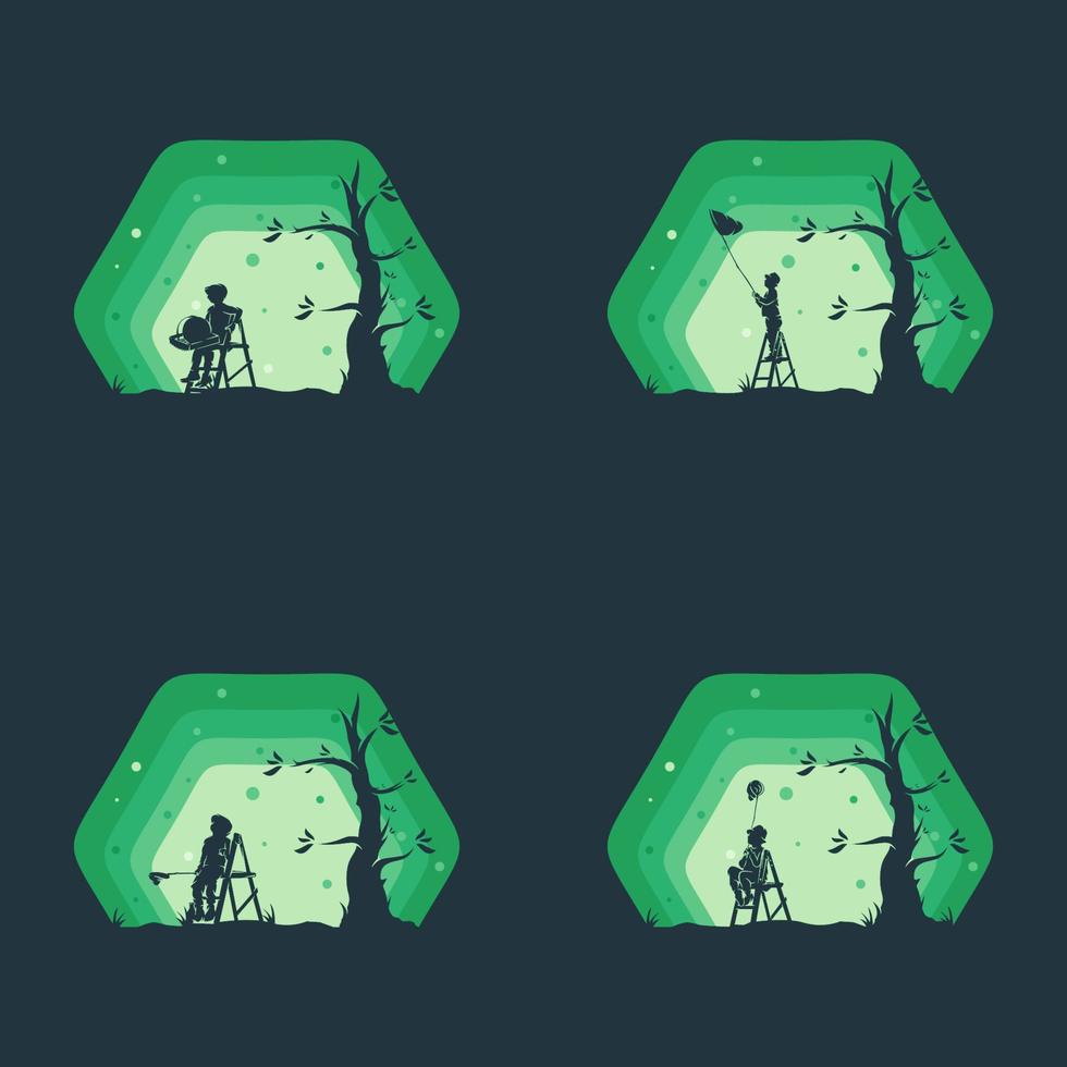set of kids dreaming logo design vector
