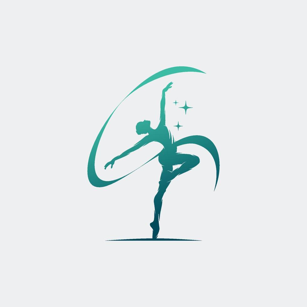 gimnasta rítmica en el logo de la arena profesional vector