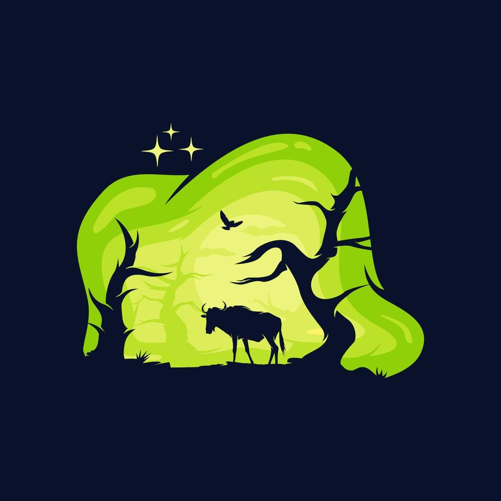 Animal logo collection design with night background vector