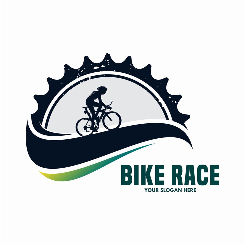 bike vintage logo template gear and cyclist vector