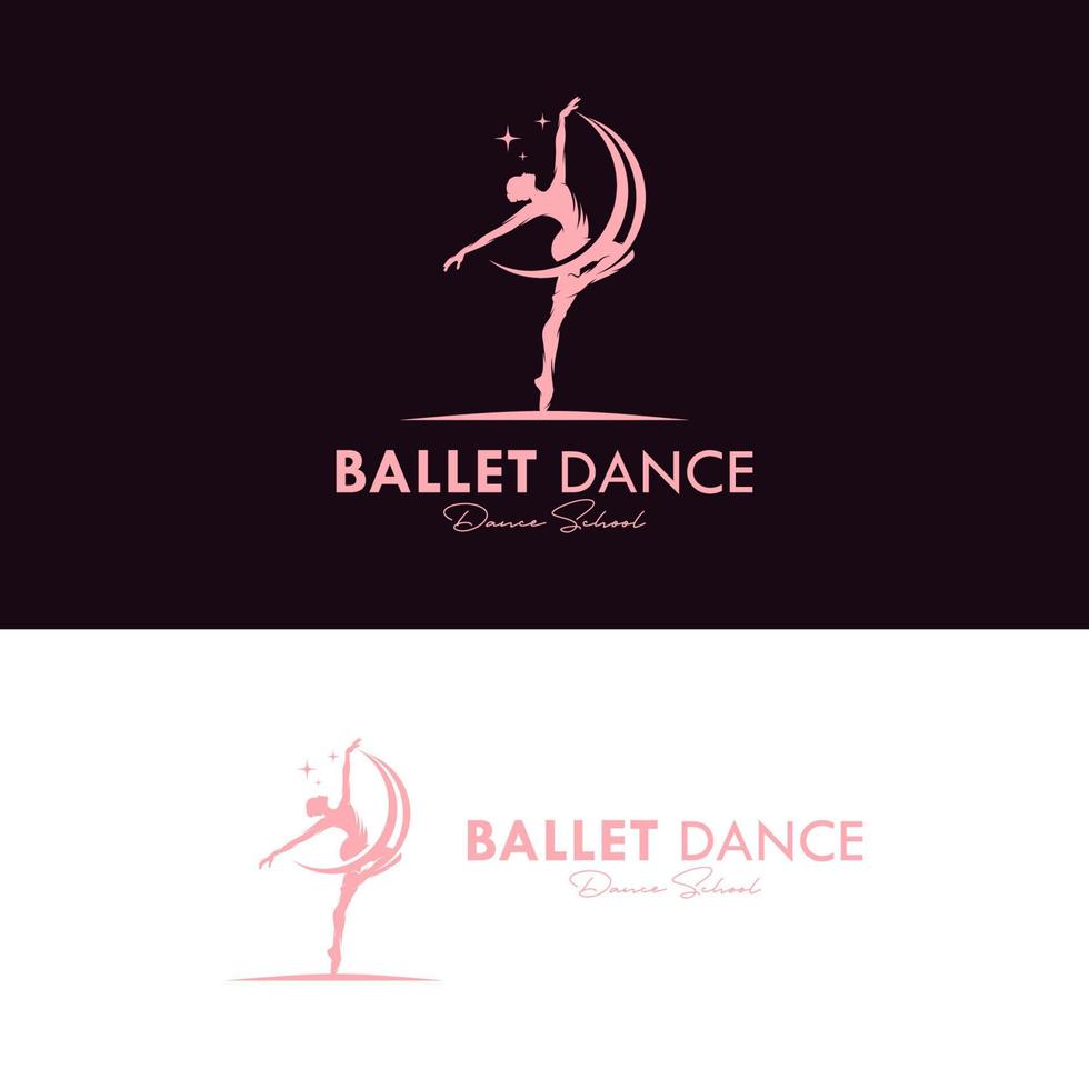 set young gymnast women dance with ribbon logo vector