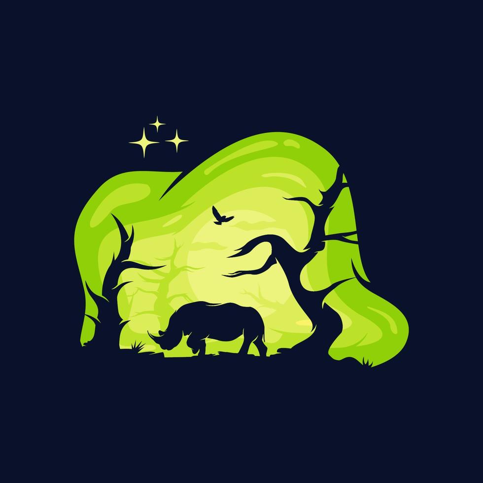 Animal logo collection design with night background vector