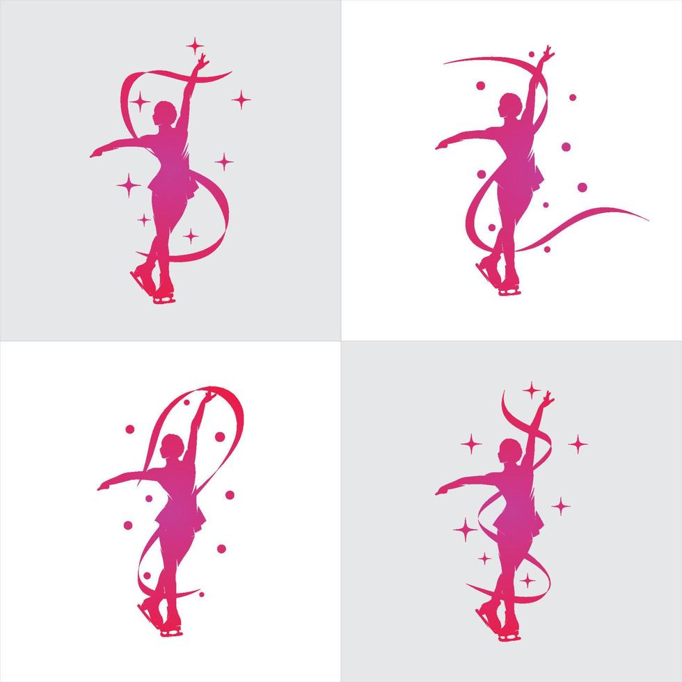 logotipo de patinaje artístico femenino vector