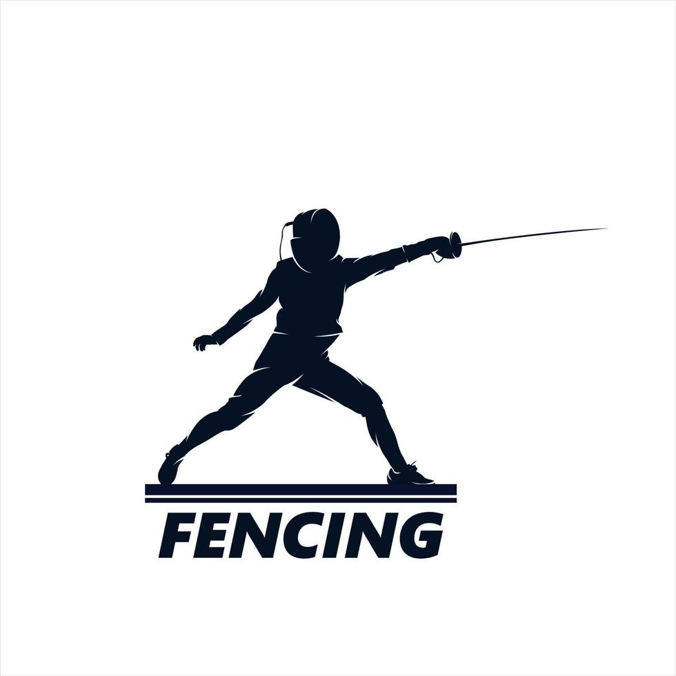 illustration fencing logo design template vector