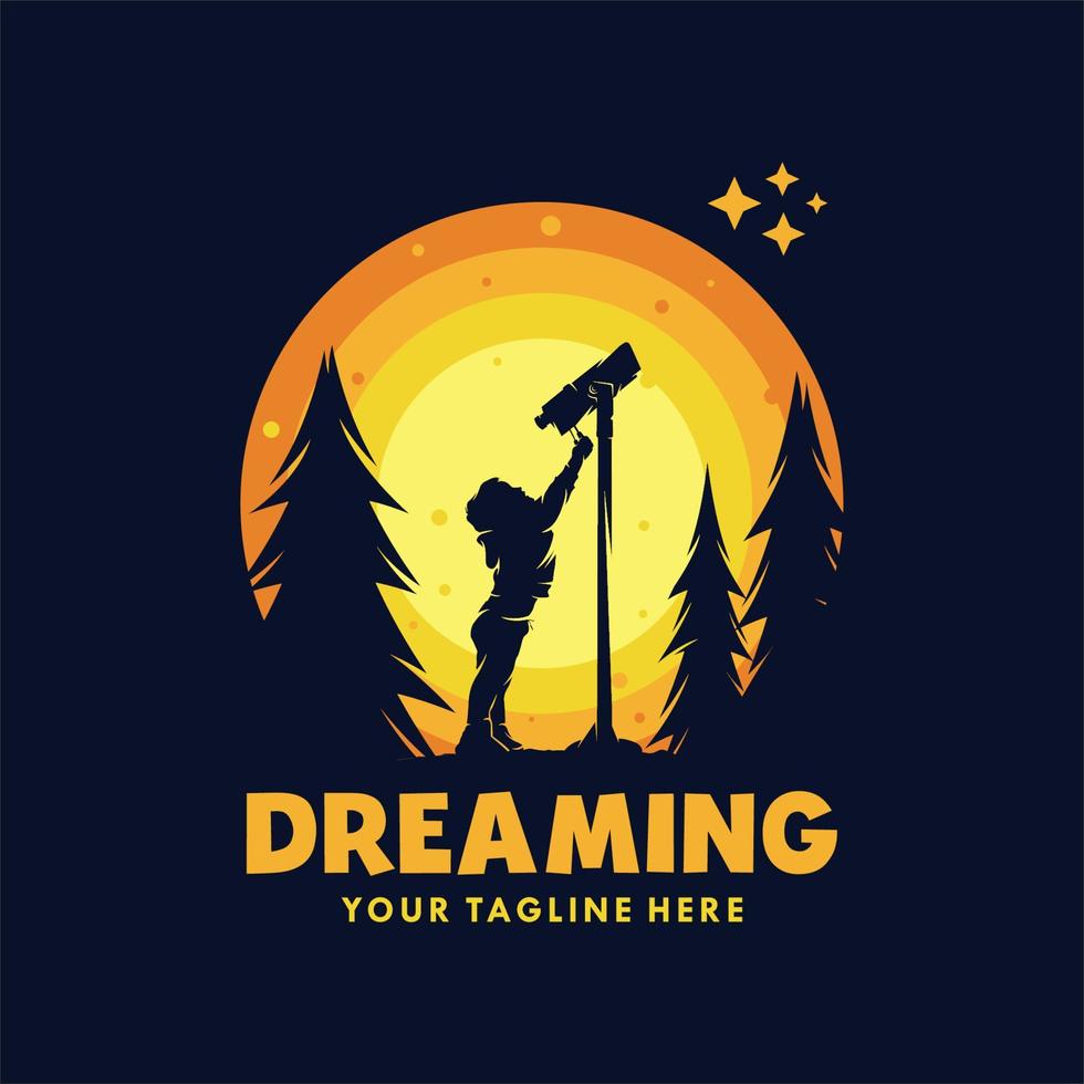 dream moon illustration logo design vector