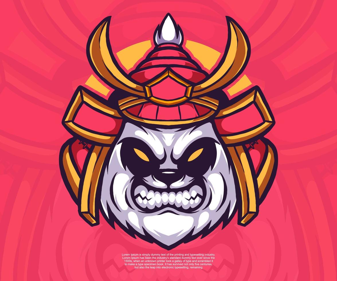 panda head samurai mascot illustration. vector