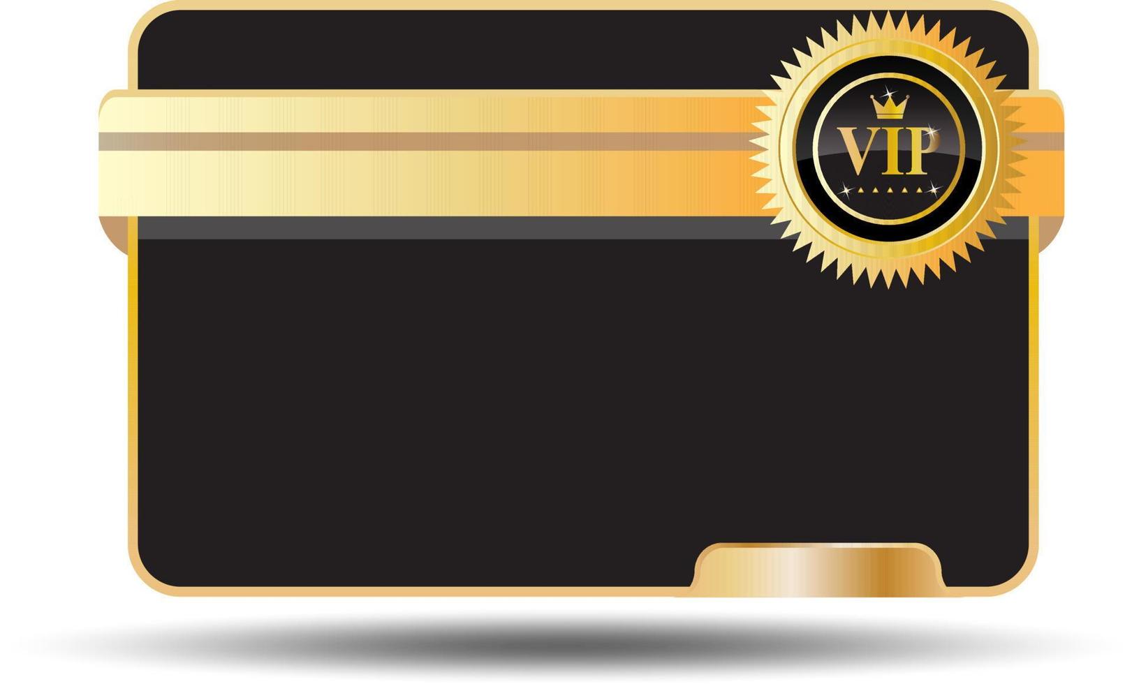 black vip card with gold badge vector