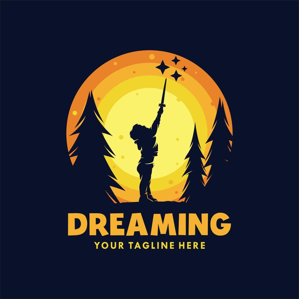 dream moon illustration logo design vector