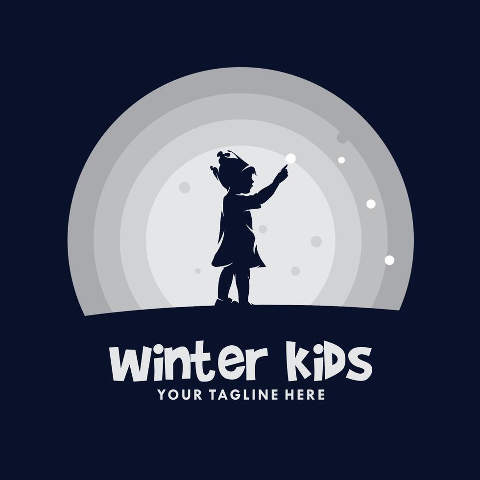 winter kids logo design template vector