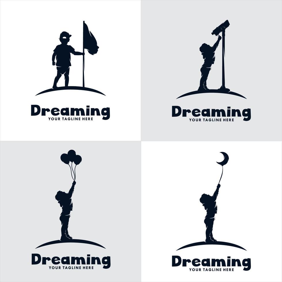 set of kids dreaming logo design vector