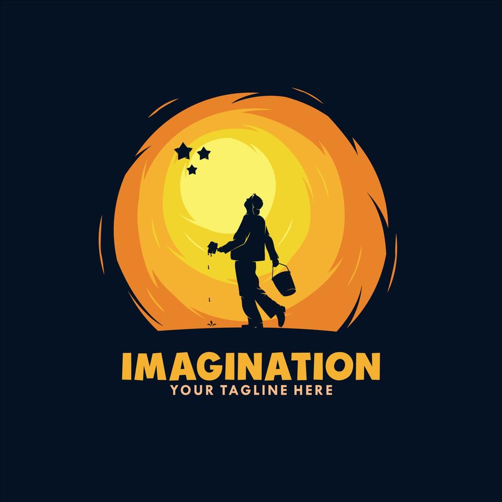 A man paint stars in the night vector