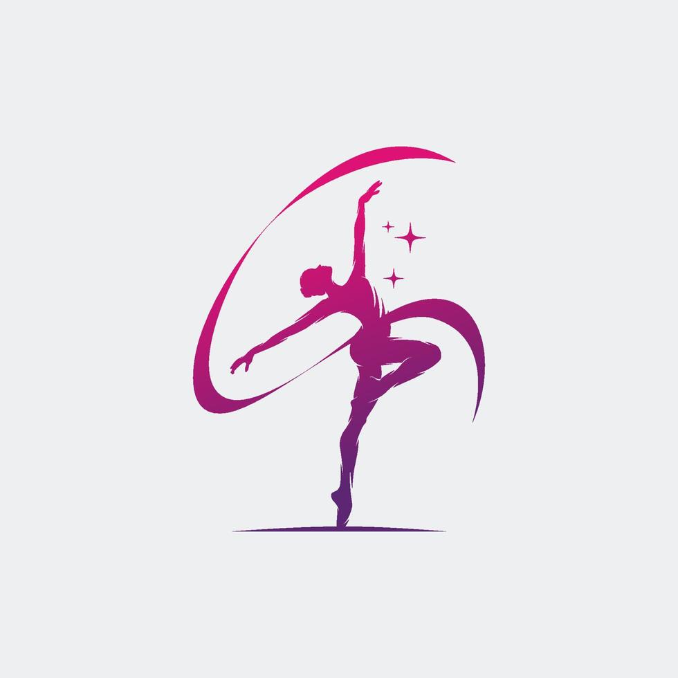 gimnasta rítmica en el logo de la arena profesional vector