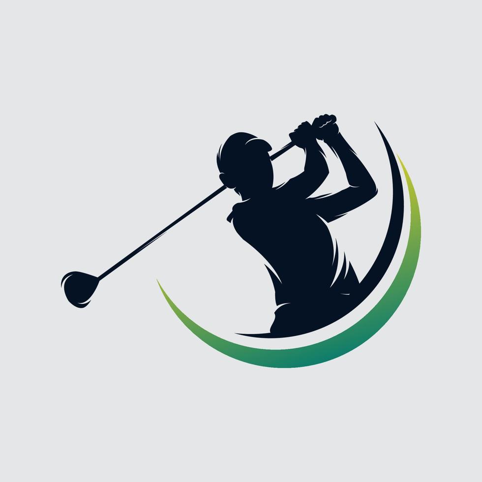 plantilla de vector de diseño de logotipo de jugador de golf. club de golf de oro de lujo de élite