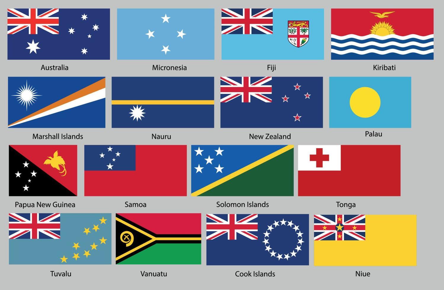 Vector illustration of different countries flags set