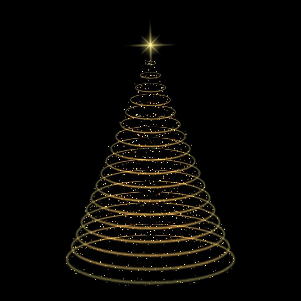 forma de árbol de Navidad con estrella en la parte superior sobre fondo negro vector