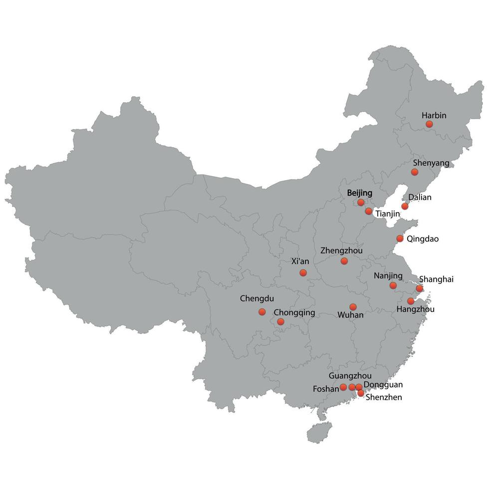 mapa detallado de china vector