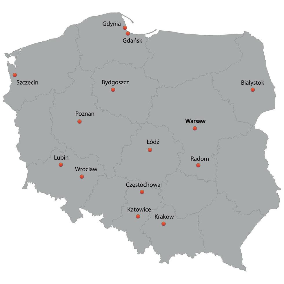 detailed map of the Poland vector