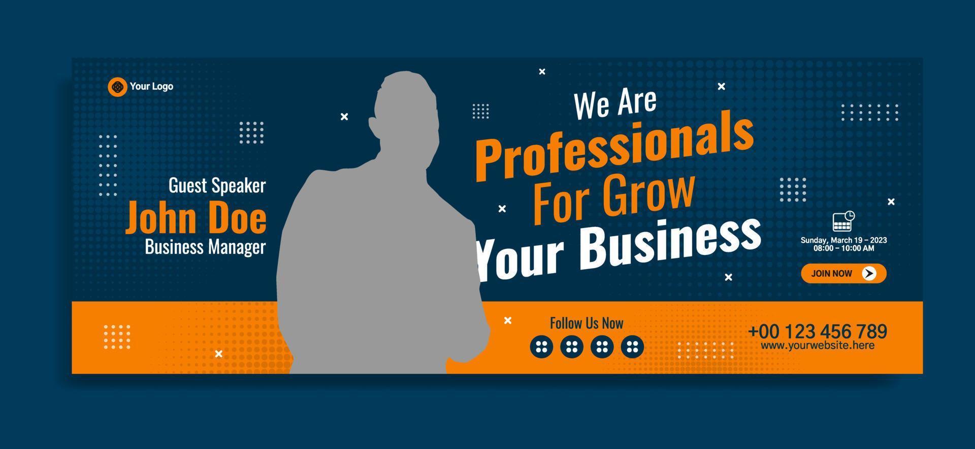 Business conference banner template design for webinar, marketing, online class program, etc vector