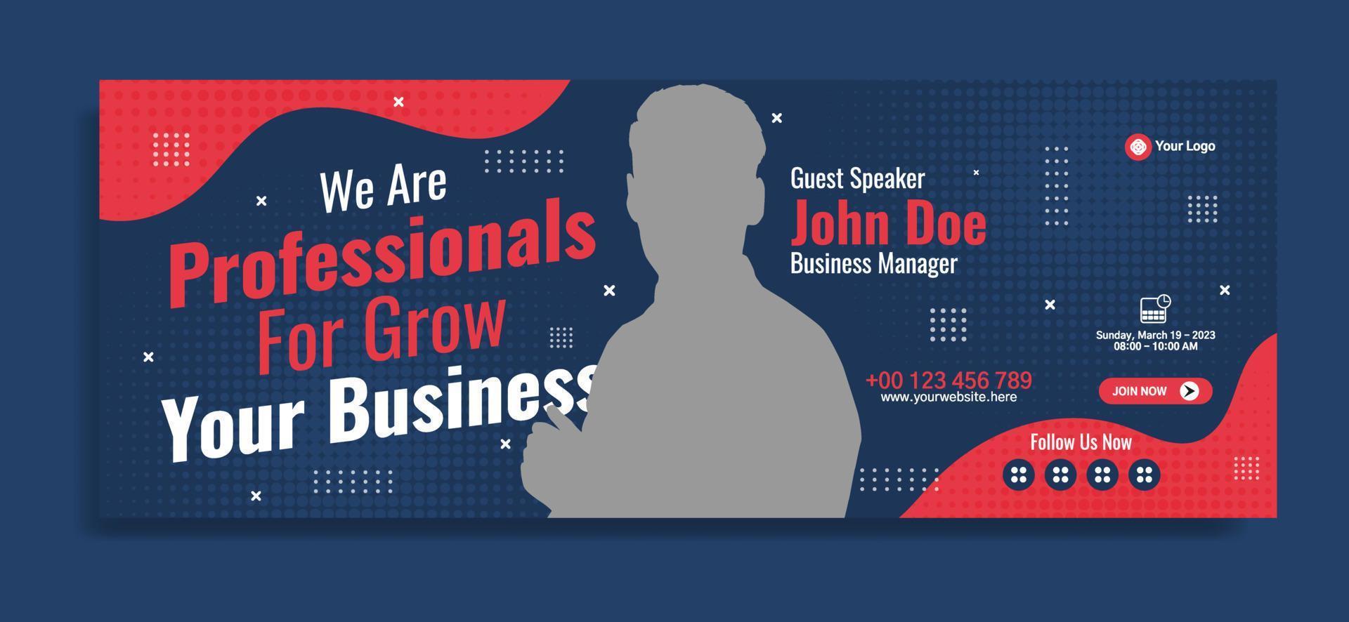 Business conference banner template design for webinar, marketing, online class program, etc vector