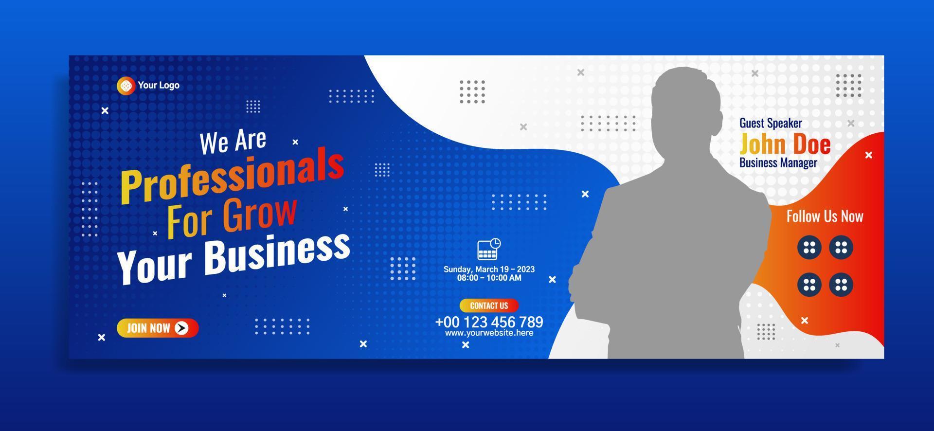 Business conference banner template design for webinar, marketing, online class program, etc vector