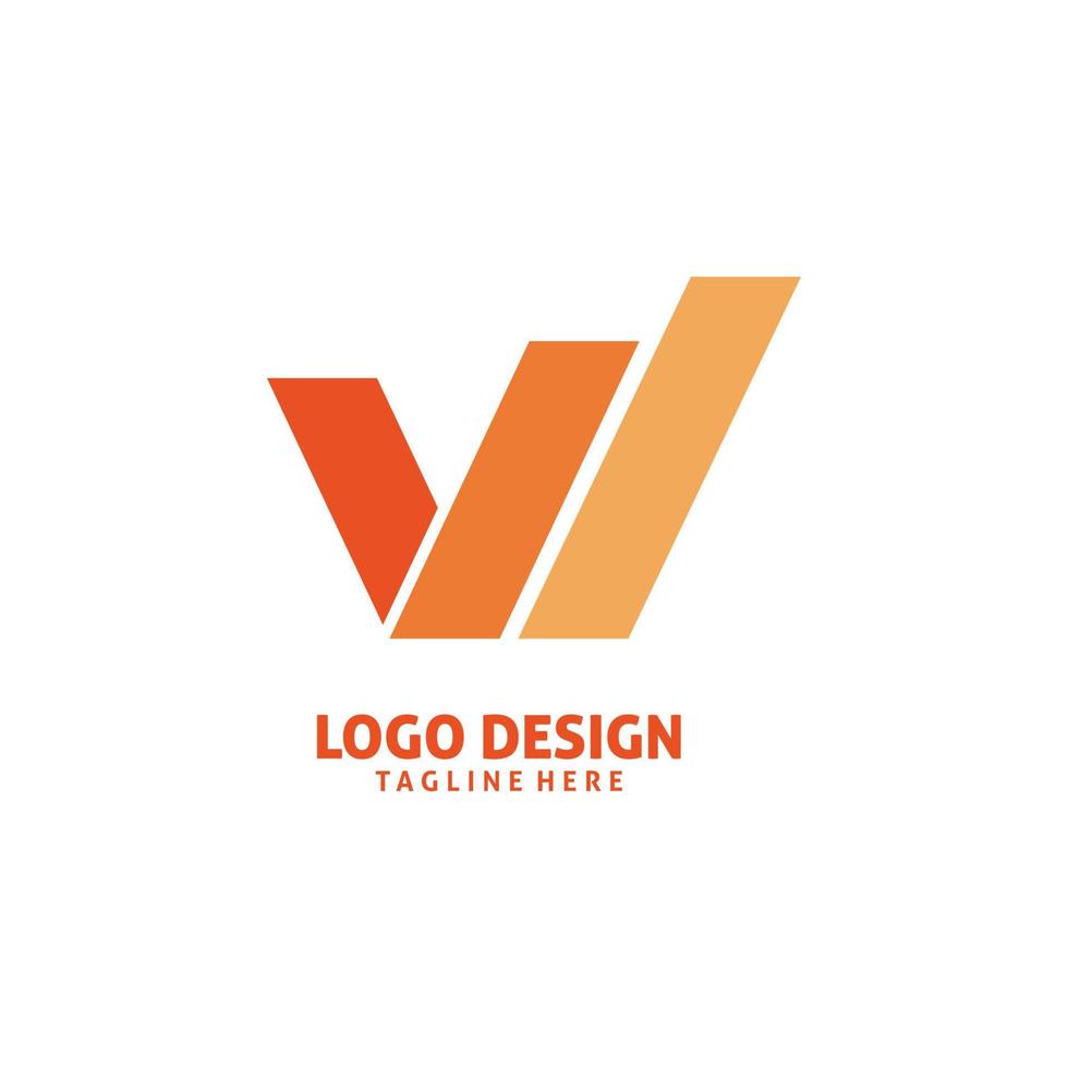 diseño de logotipo de forma de línea de letra vw vector