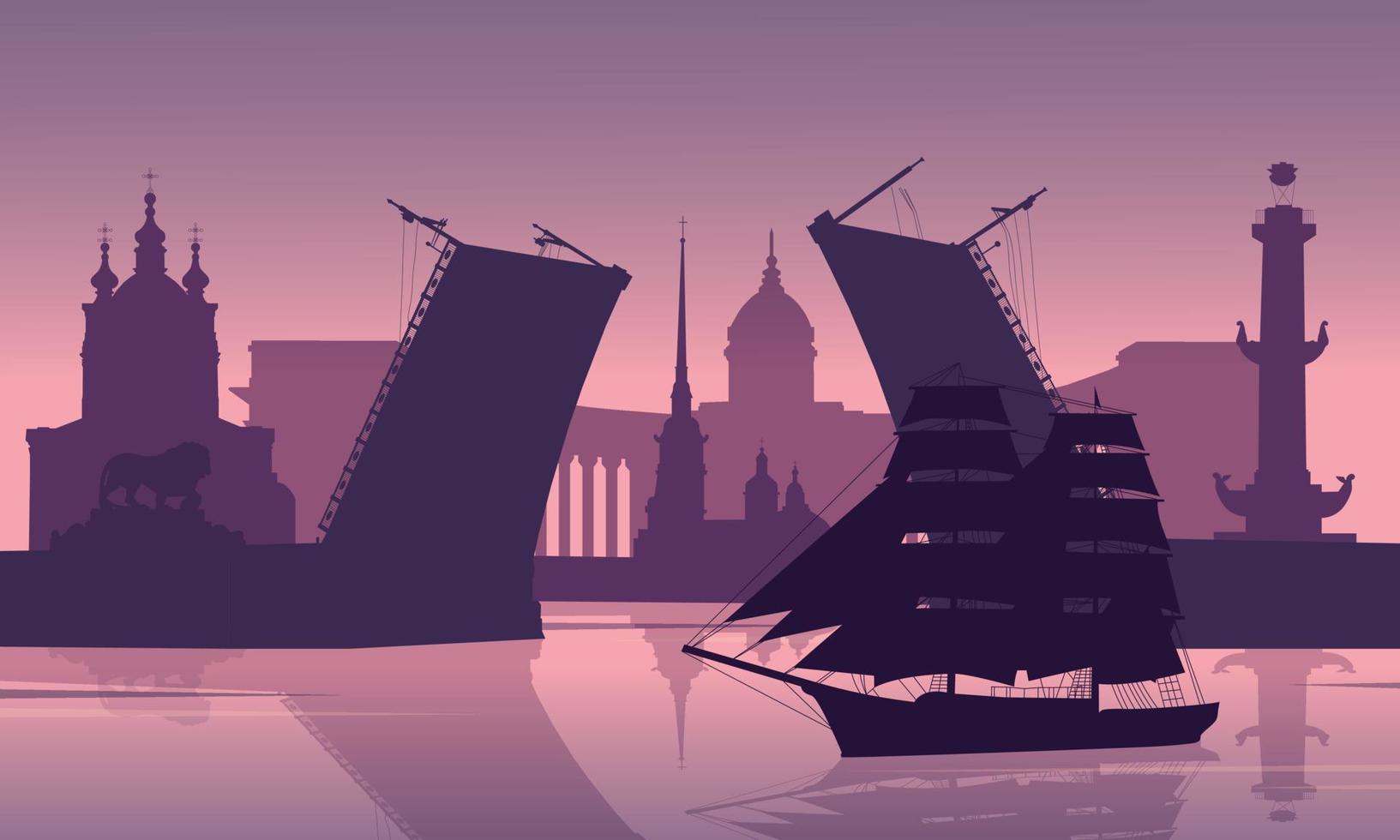 Silhouette of the evening St. Petersburg vector