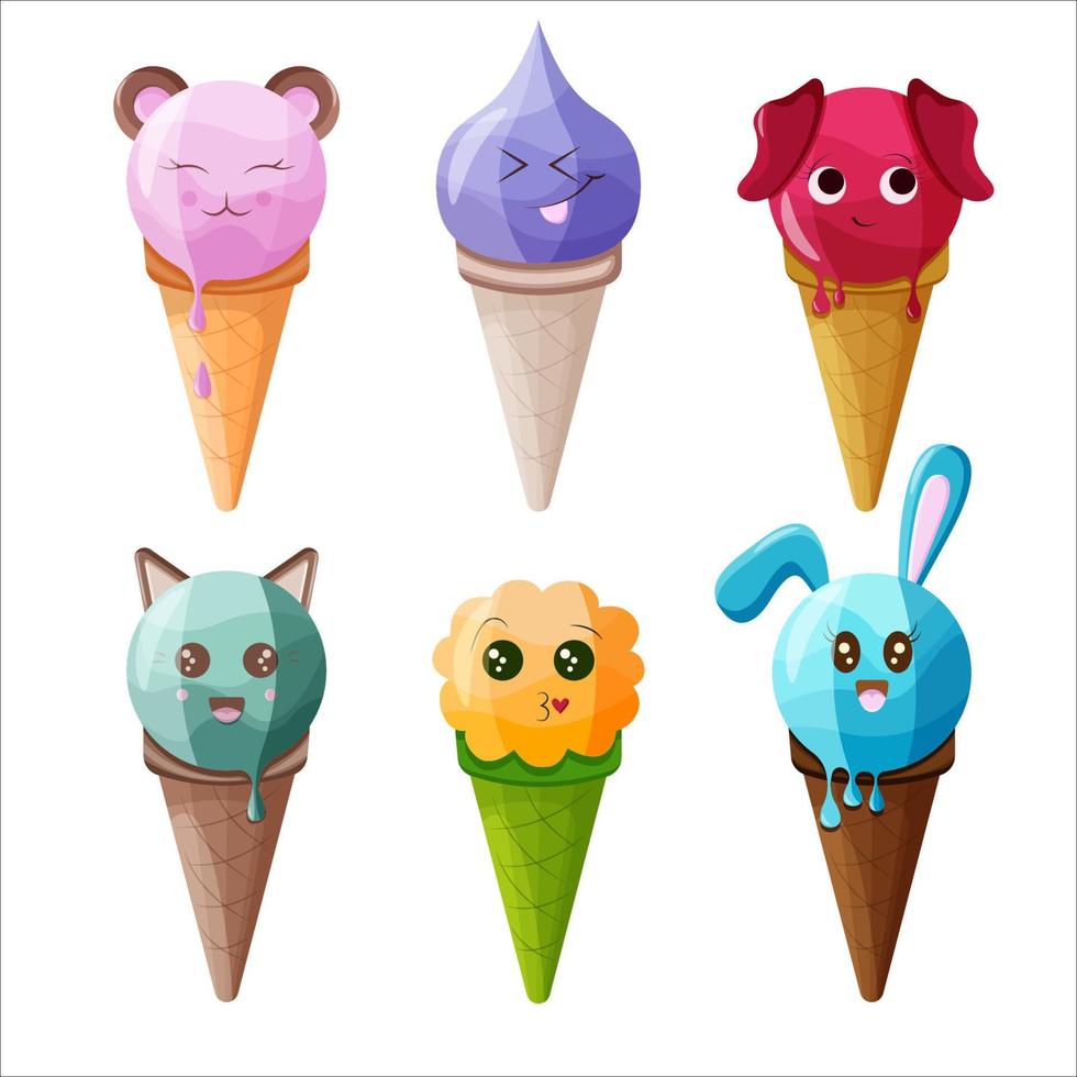 Ice cream set vector illustration