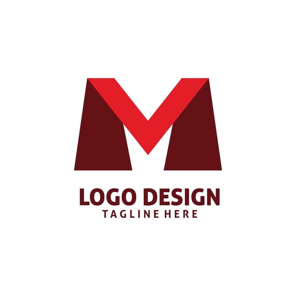 red letter m logo design vector